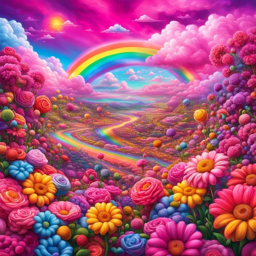 Lisa Frank Style Rainbow Candy Dreamscape