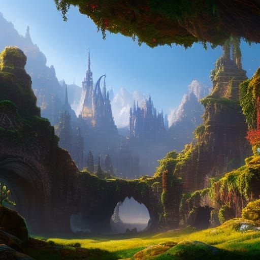 Fantastical Landscape in Detailed Matte Painting