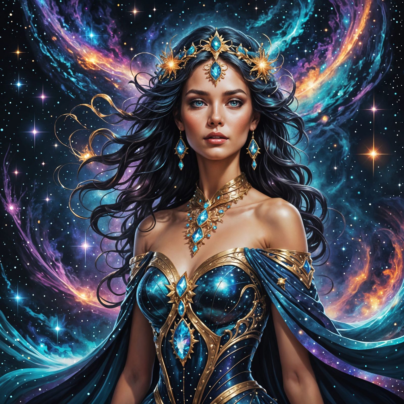 Majestic Ethereal Entity of Galaxies in Cosmic Fantasy Style