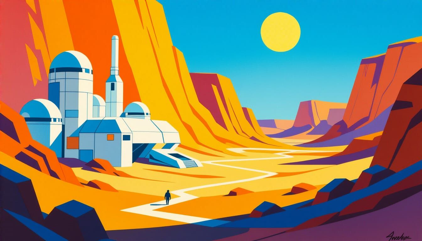 Bright Mars Colony in Afternoon Daylight