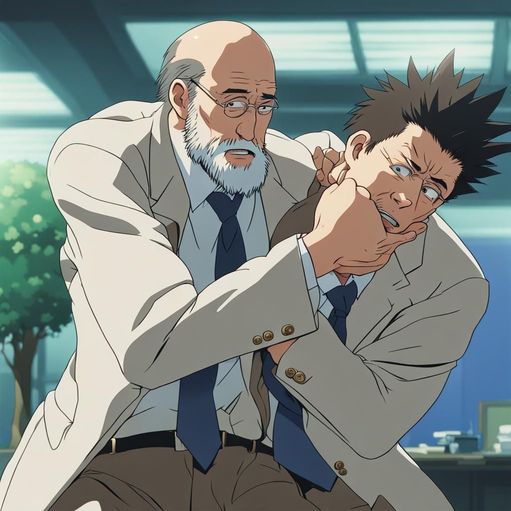 Anime Style Image of Hand Strangling a Man