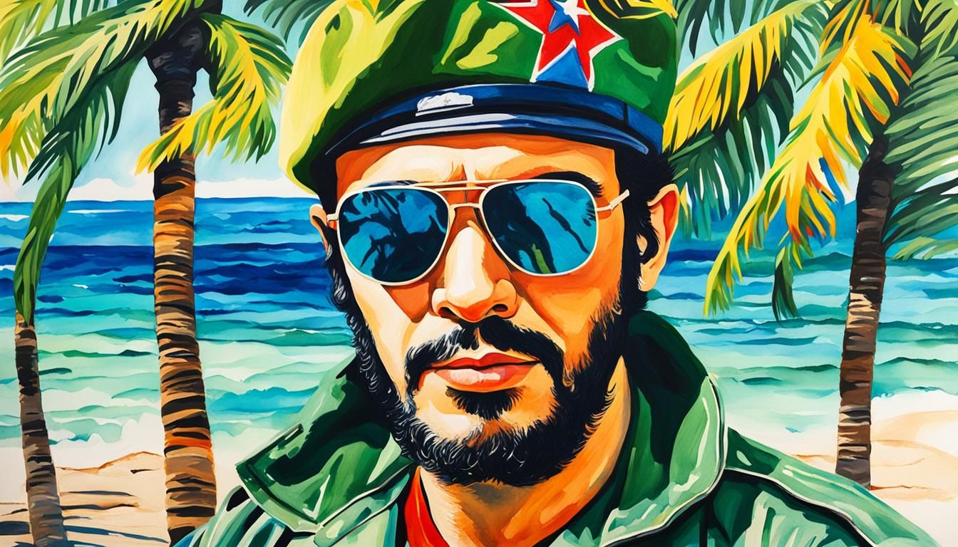 Che Guevara Portrait in Watercolor Pop Art Style