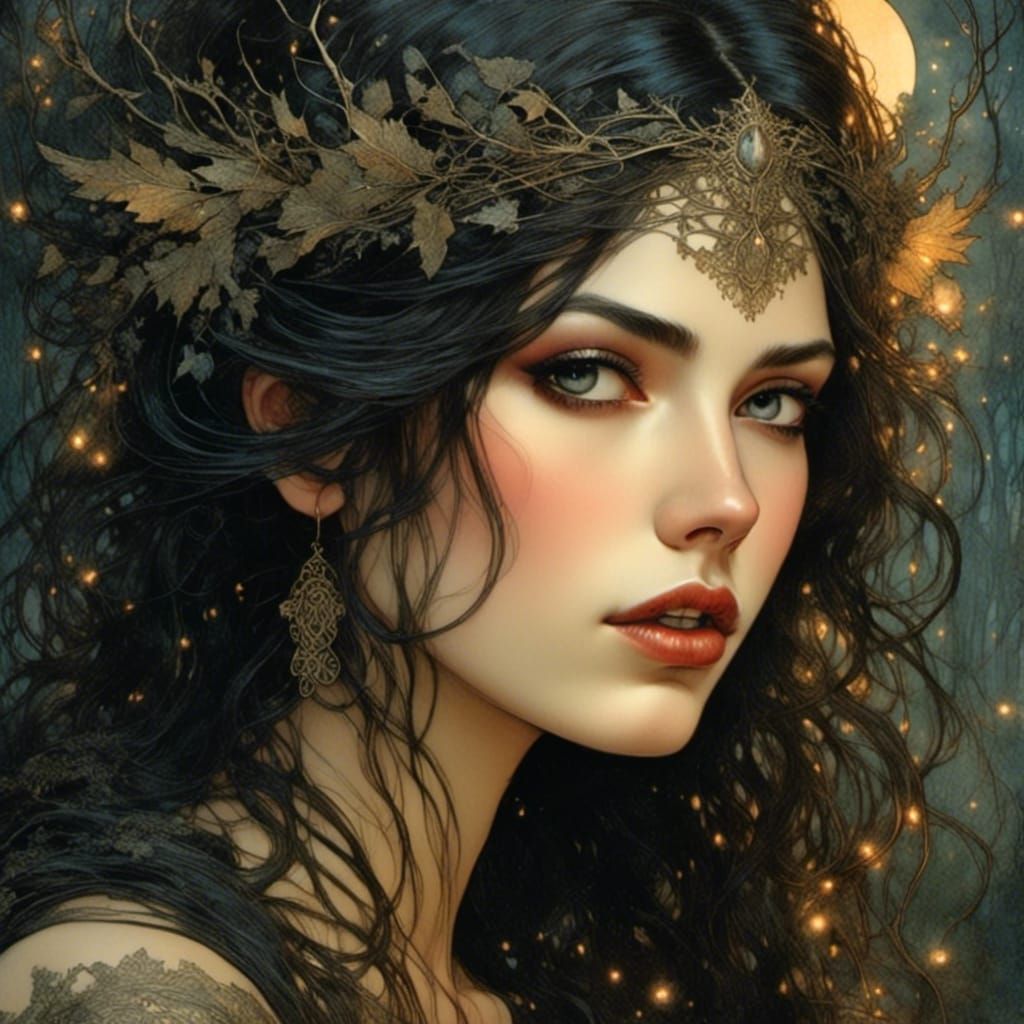 Eerie Beauty in Firelit Forest