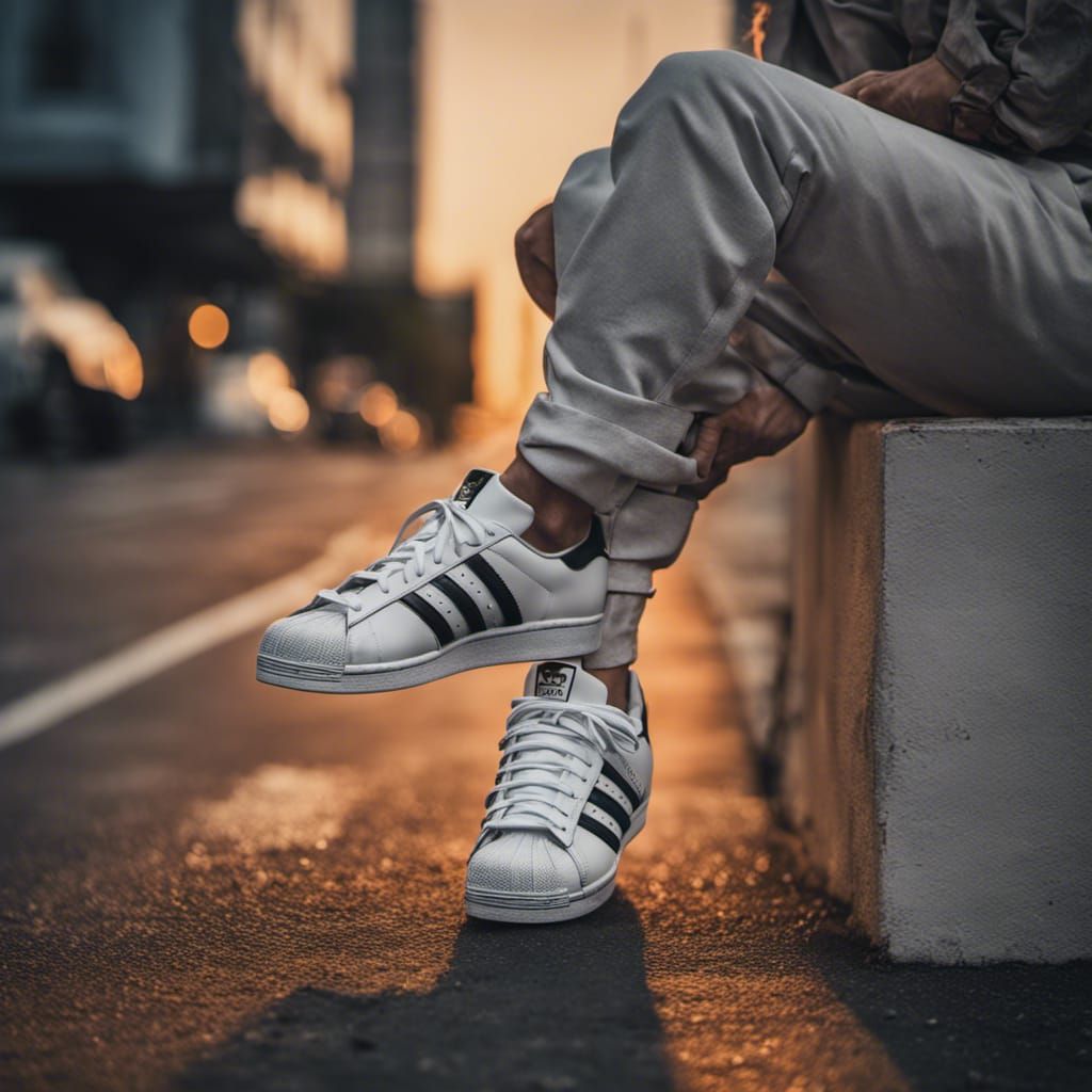 Futuristic Adidas Superstar Shoe Portrait in Golden Hour