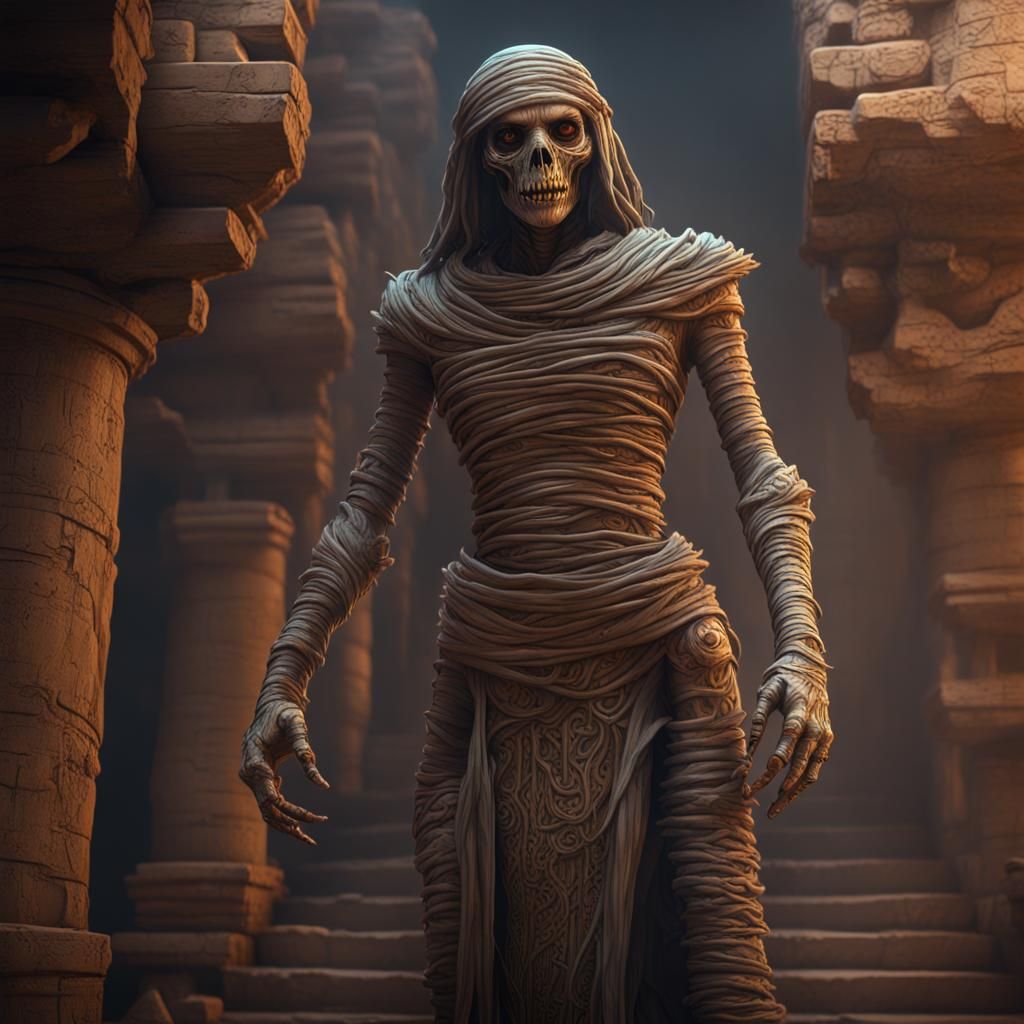 Detailed Mummy Matte Painting in Deep Color