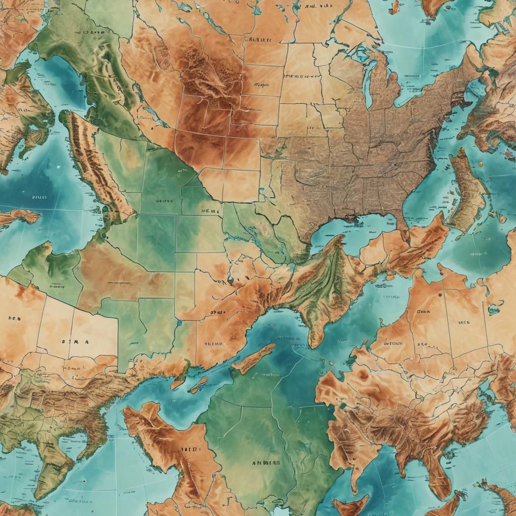 United States and China Map Collage in Pastel