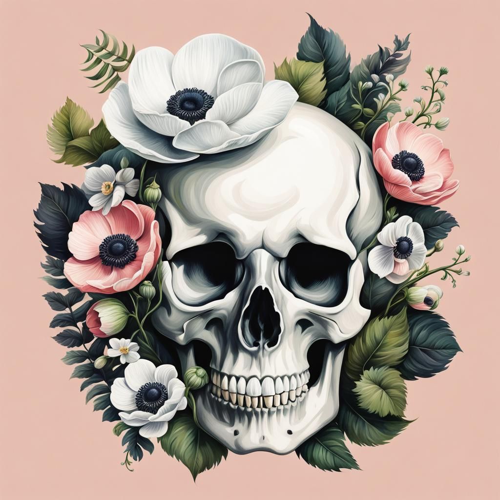 Pastel Goth Skull Filled with Art Supplies