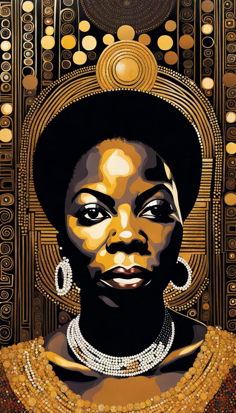 Nina Simone as Klimt-Inspired Portrait