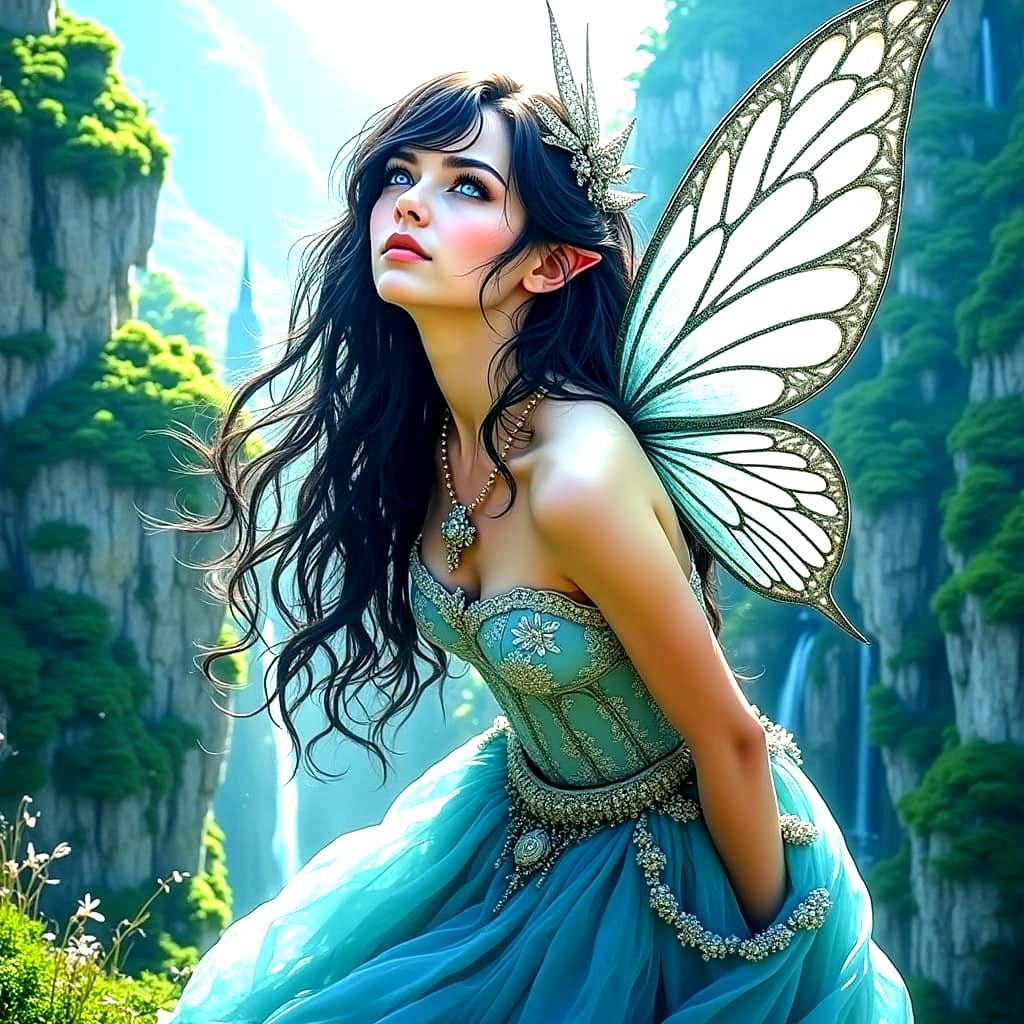 Mystical Fairy at Dawn's Edge, Inspired by Fantasy Art