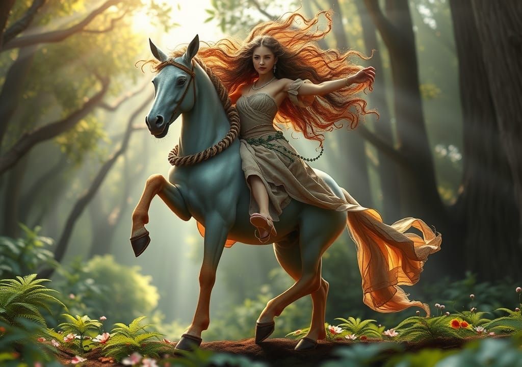Enchanted Centaur in Mystical Forest: Matte Painting