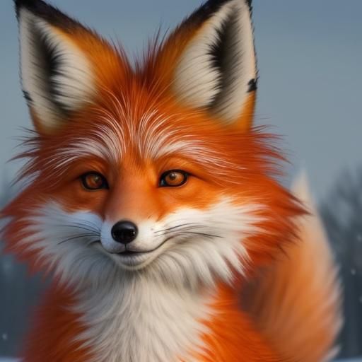 Fuzzy Fox in Snowy Landscape