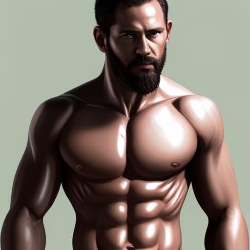 Handsome Bearded Man in 3D, Realistic Art
