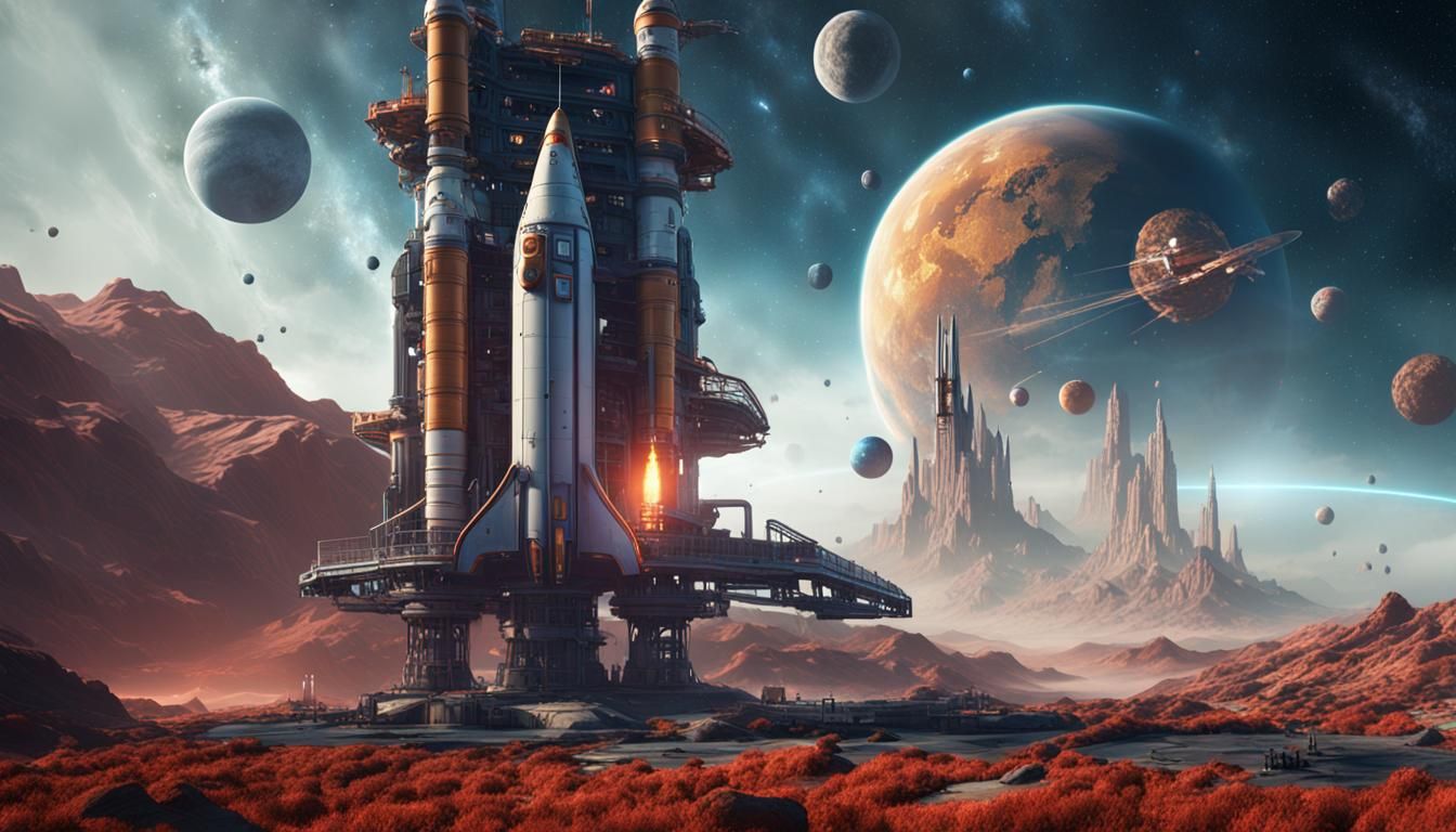 Rocket Ship in Outer Space: Digital Matte Painting