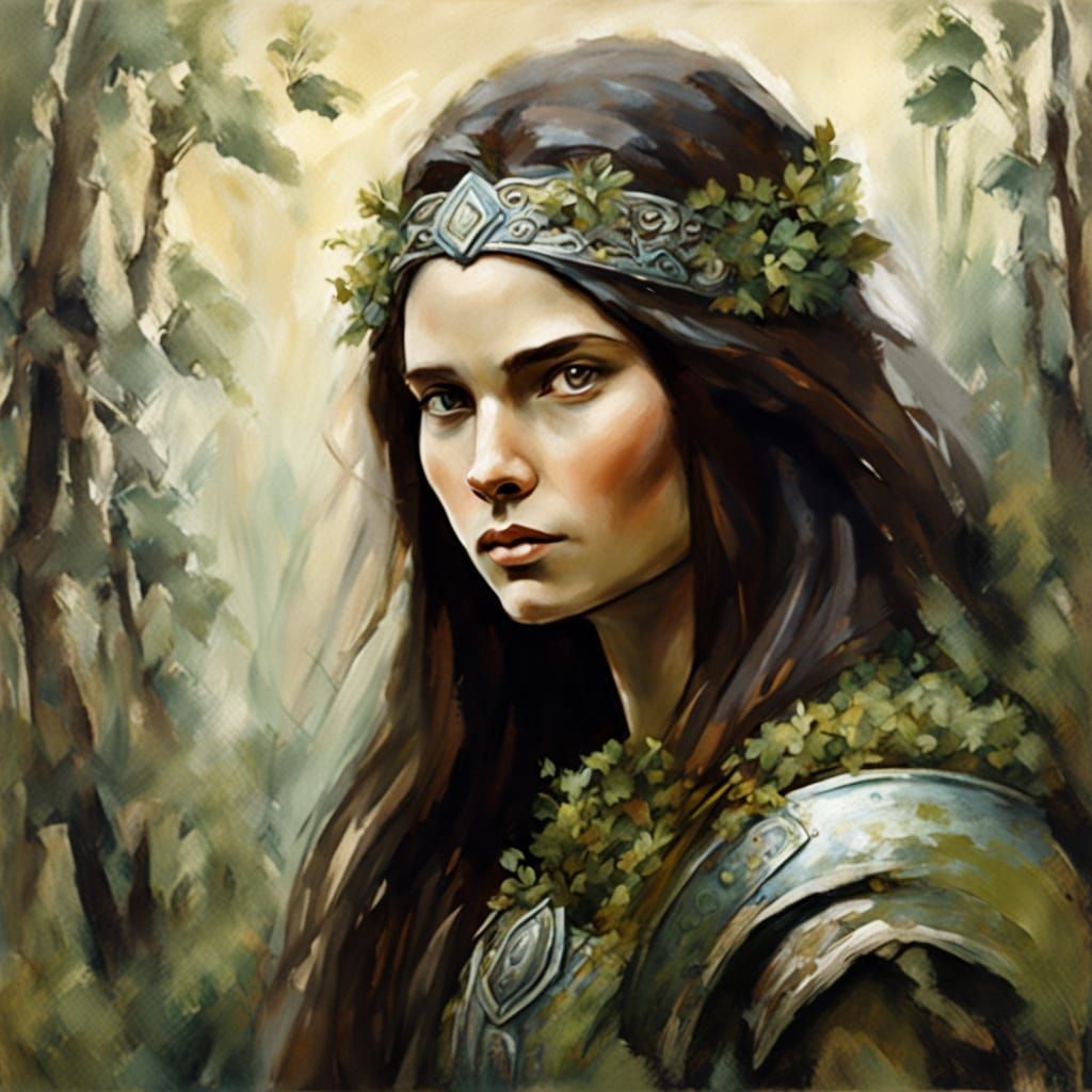 Norse Goddess in Romantic Impasto Style