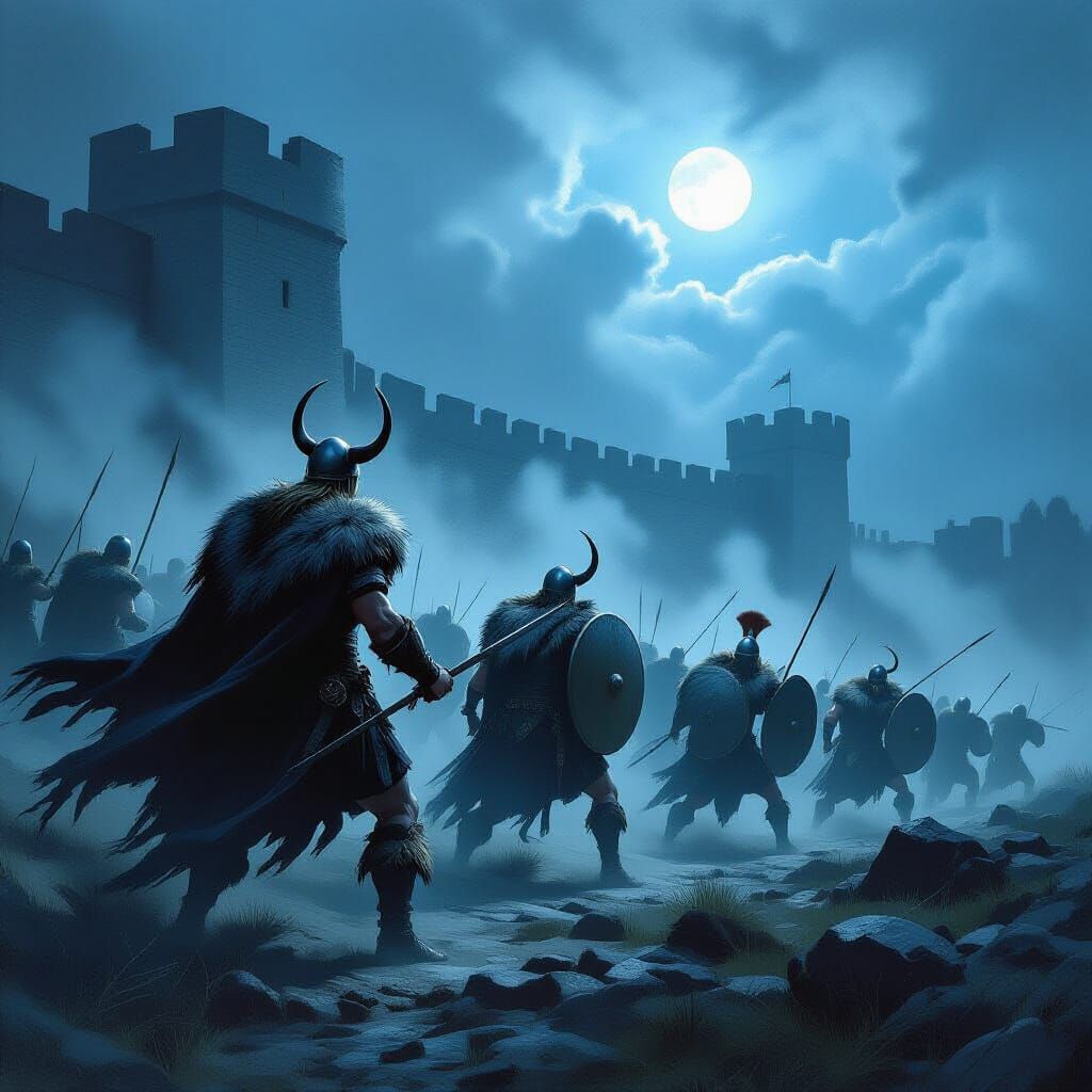 Viking Raid on Hadrian's Wall: A Dark Fantasy