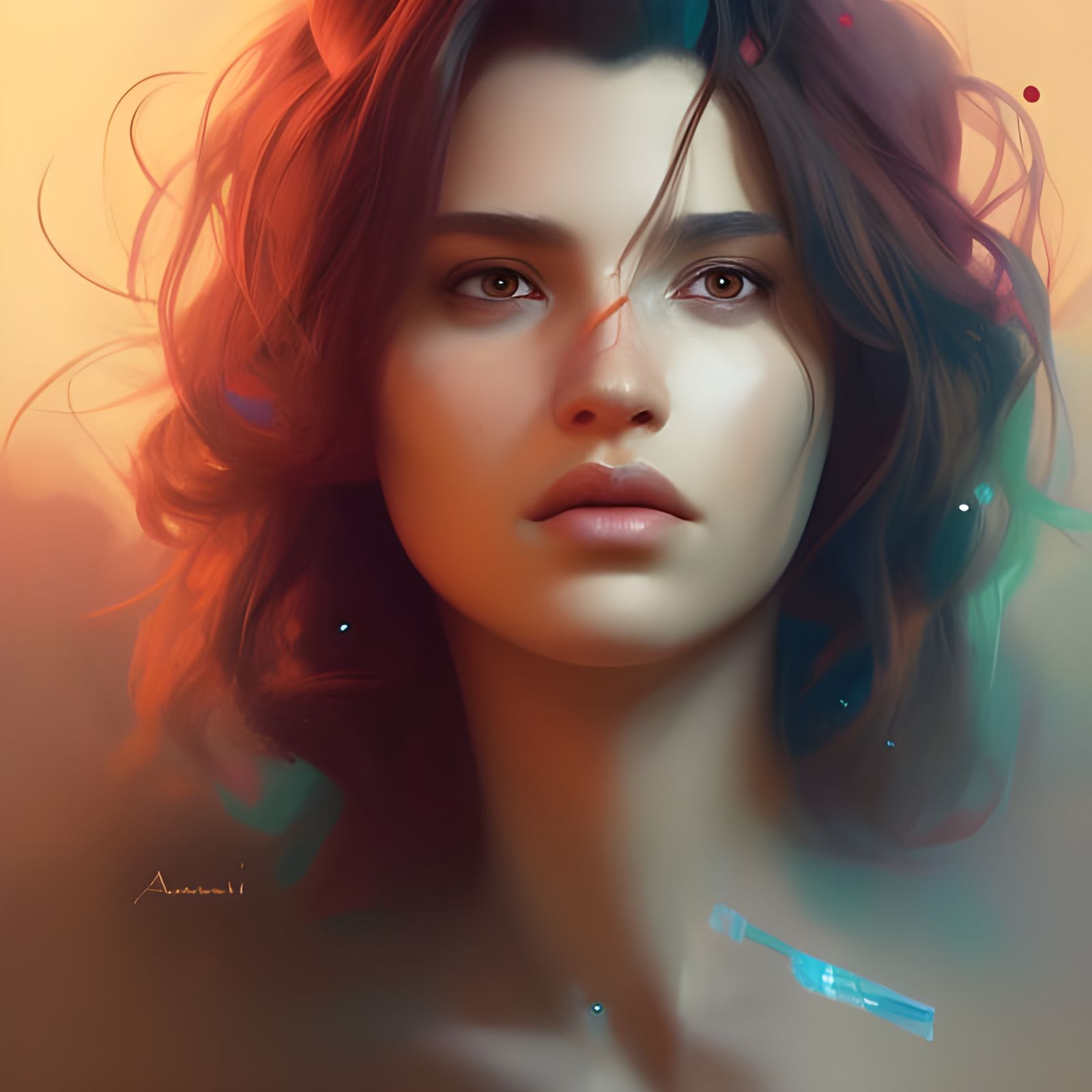 Mahsa Amini Portrait in Art Nouveau Style