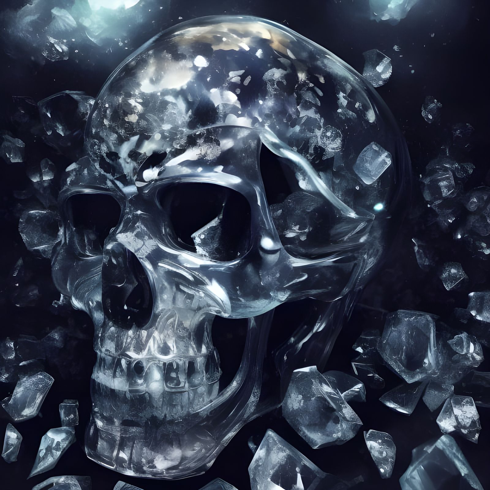 Diamond Crystal Skull Landscape in Digital Art Style