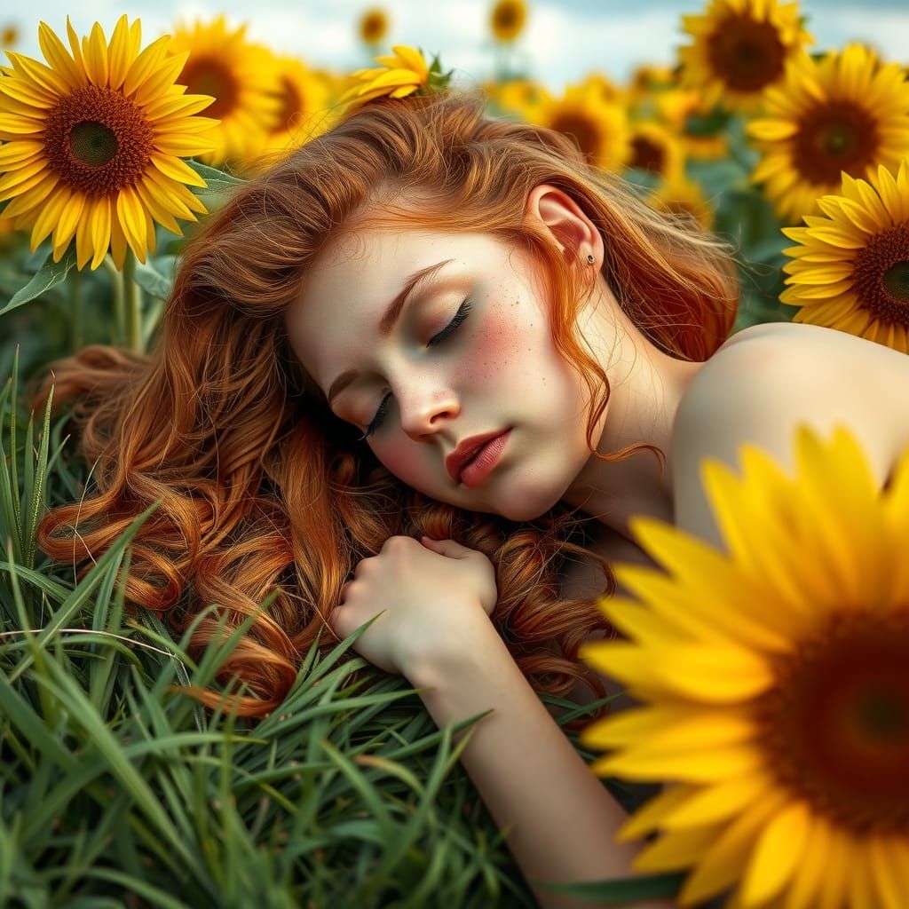 Romantic Irish Goddess Awakens in Sunflower Paradise