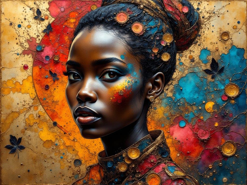 Impasto Portrait of a Black Woman in Renaissance Style