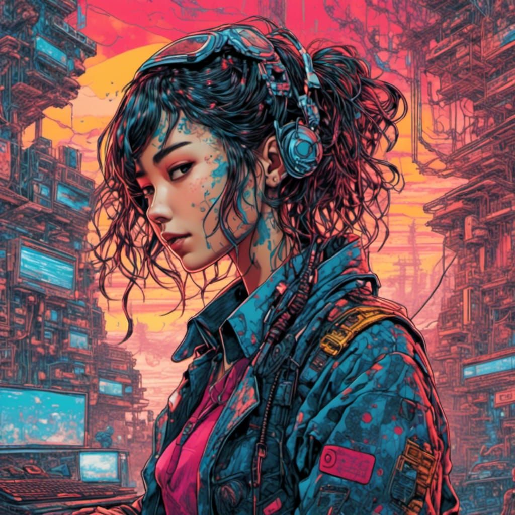 Cyberpunk Businesswoman Meets Japanese Tattoo Art