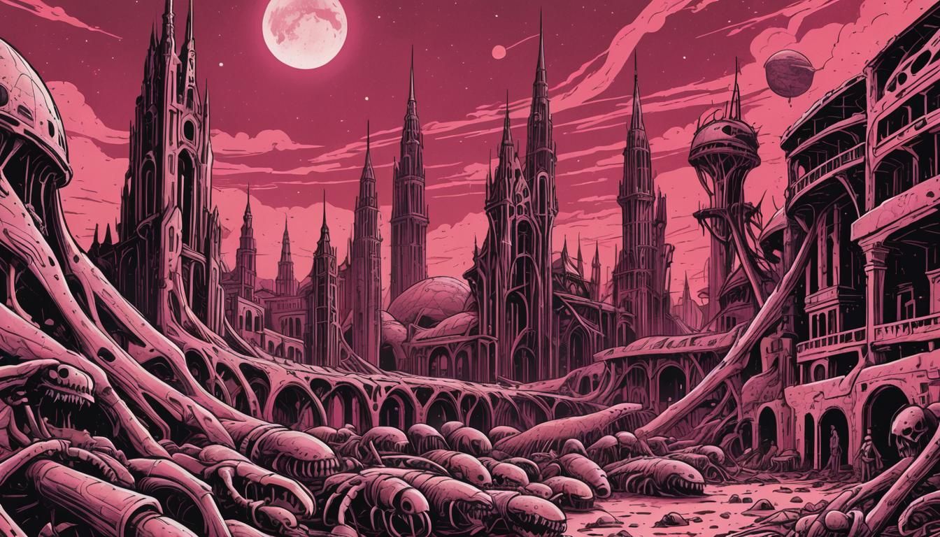Martian Gothic Architecture in Polish Comic Style