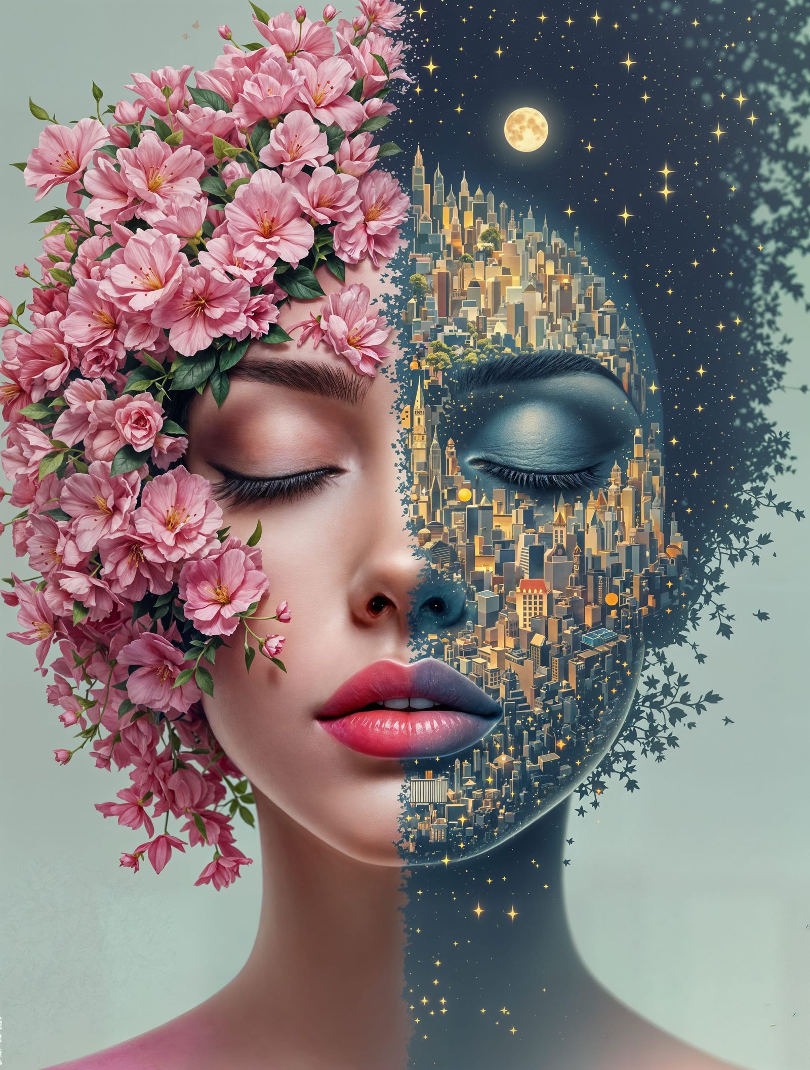 Nature's Harmony with Urban Metropolis in Polished Digital A...