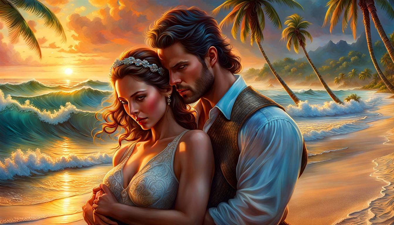 Tropical Beach Sunset: A Digital Masterpiece