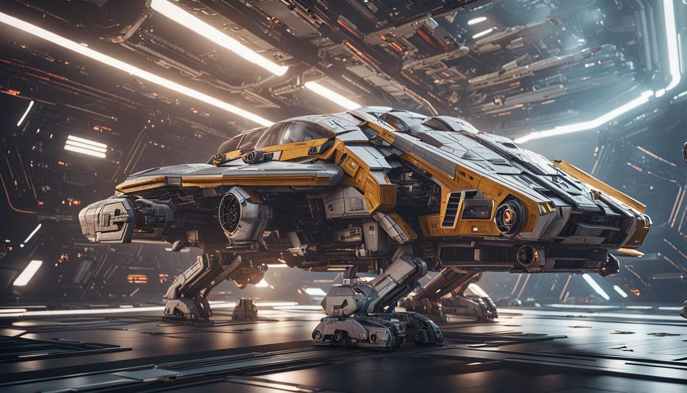 Ayrton Senna in Star Wars Spaceship, Sci-Fi Render