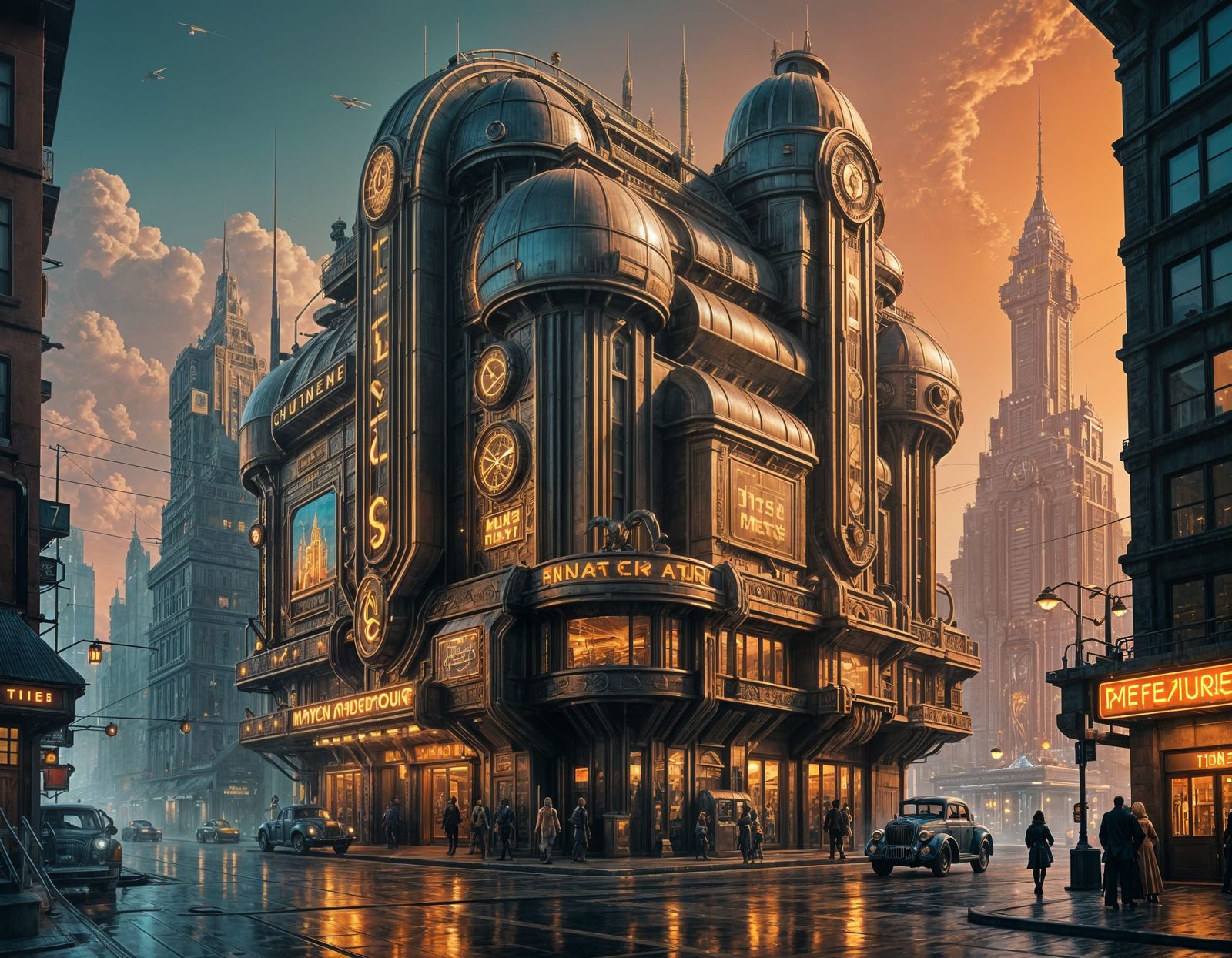 Glamorous Art Deco Futurism at Golden Hour