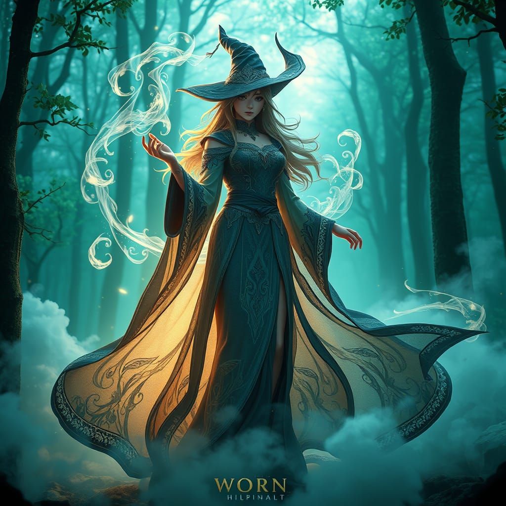 Mystical Emerald Witch in 3D Anime Style