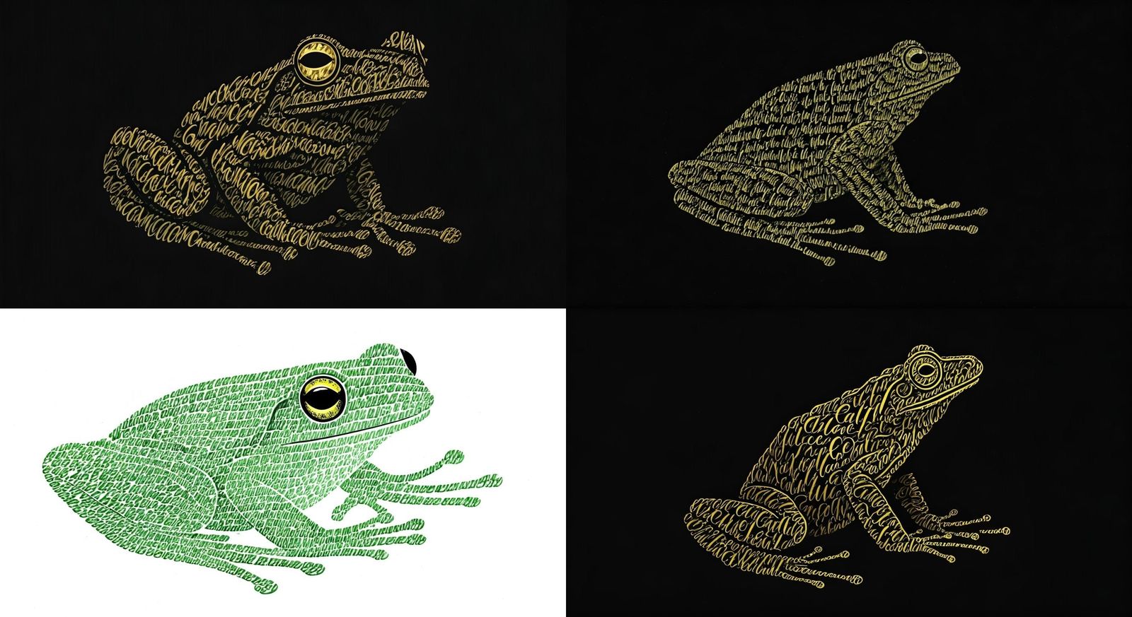 Frog-Shaped Poem with Calligraphic Onomatopoeia