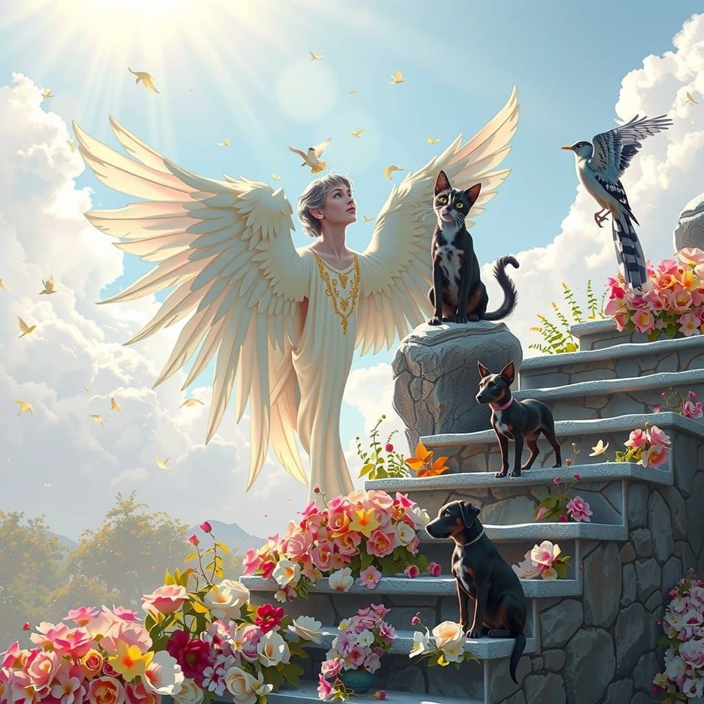 Elegant Angel in Rococo Suit with Golden Wings