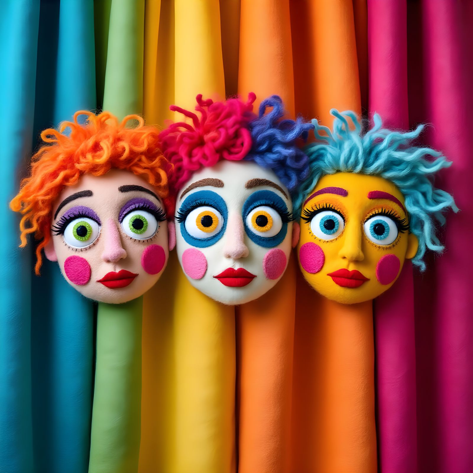 Whimsical Felt Faces with Exaggerated Features