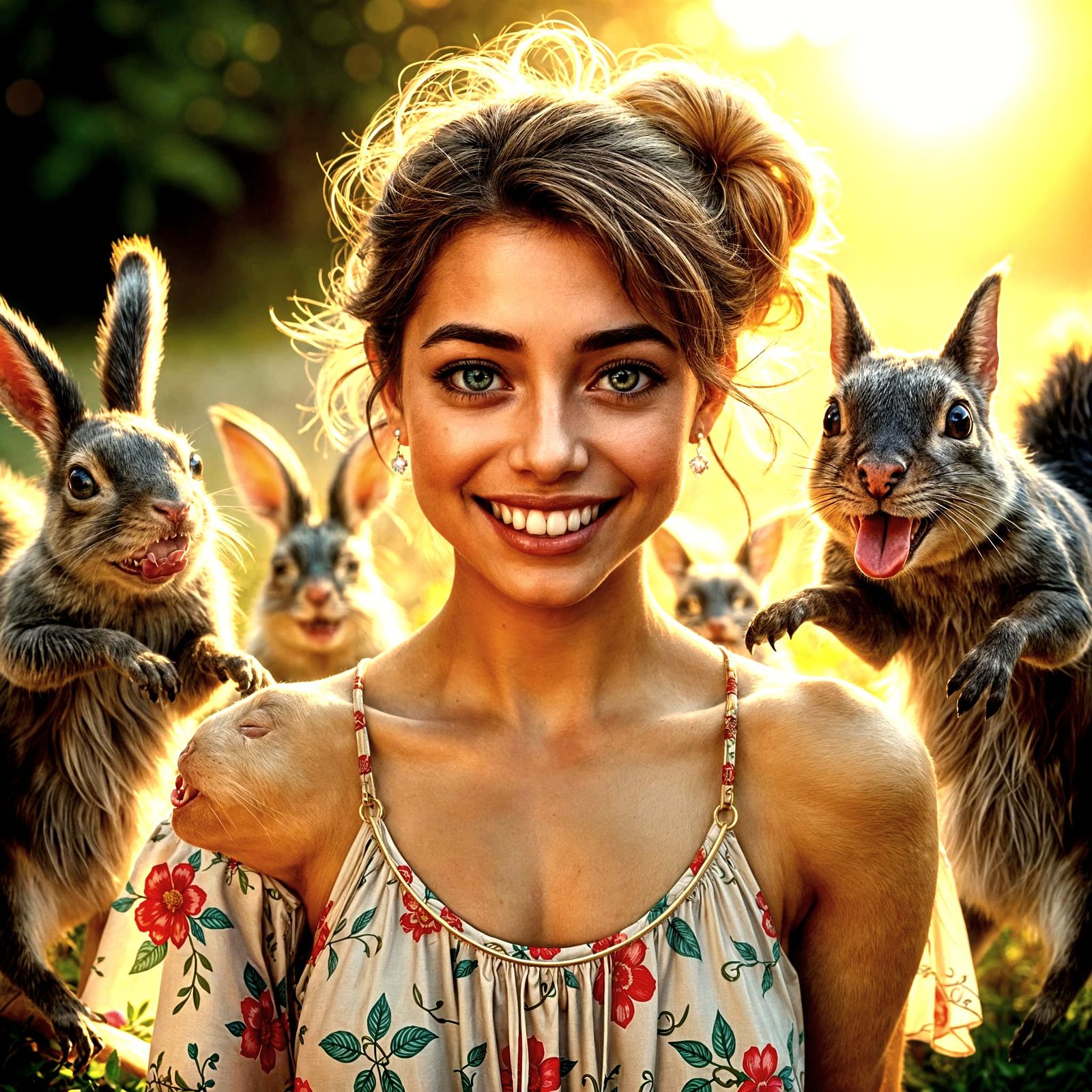Whimsical Animals Photobomb a Gorgeous Woman