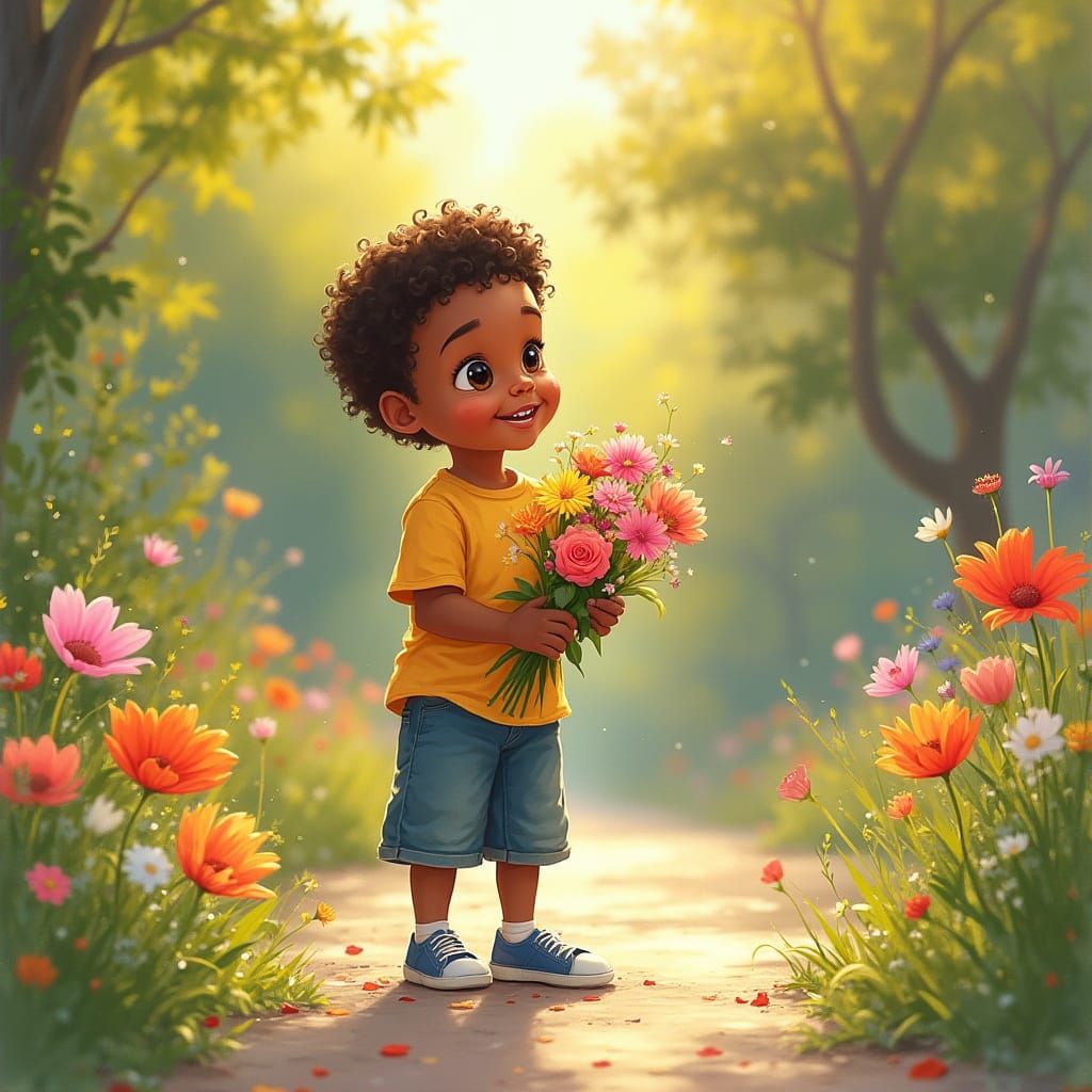 Joyful Mother's Day Moment in Vibrant Impressionist Style