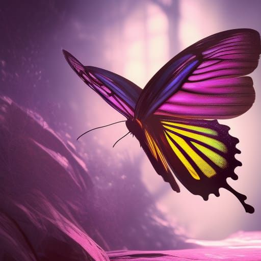 Butterfly with Magic Aura in Detailed Matte Painting