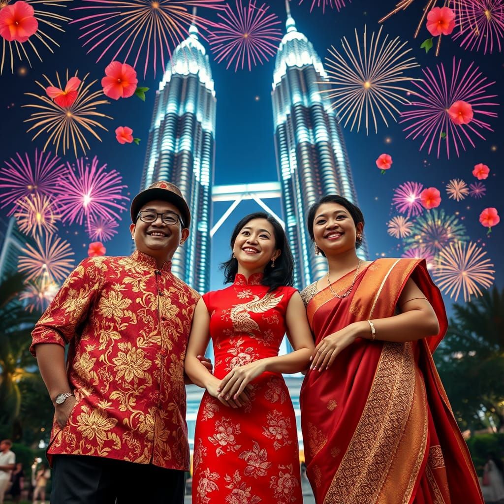 Malaysian Unity: Celebrating Hari Malaysia near Petronas Tow...