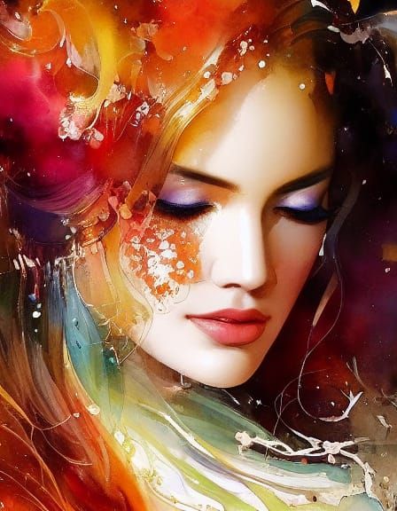 Yae Miko Digital Art in Watercolour Style