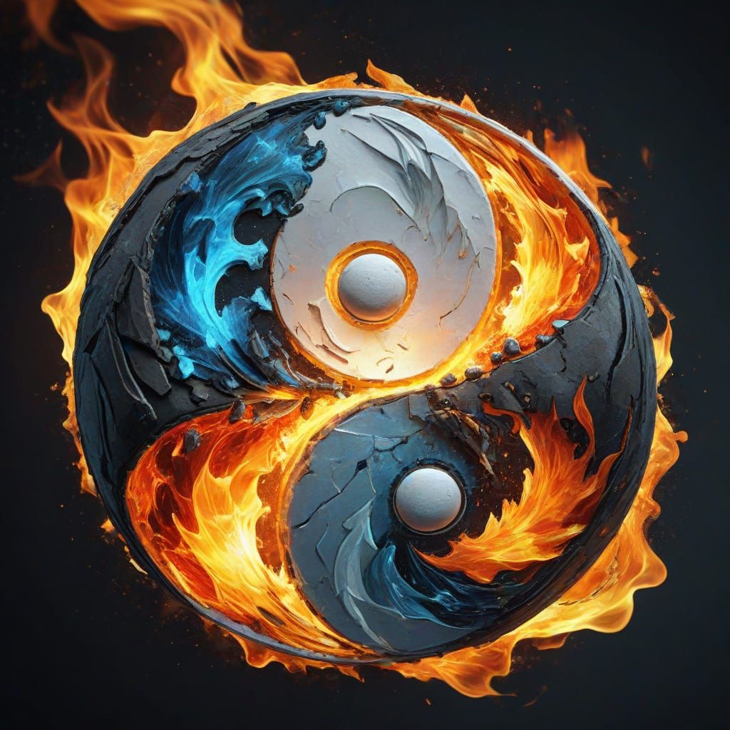 Epic Fire and Ice Yin Yang in Digital Art