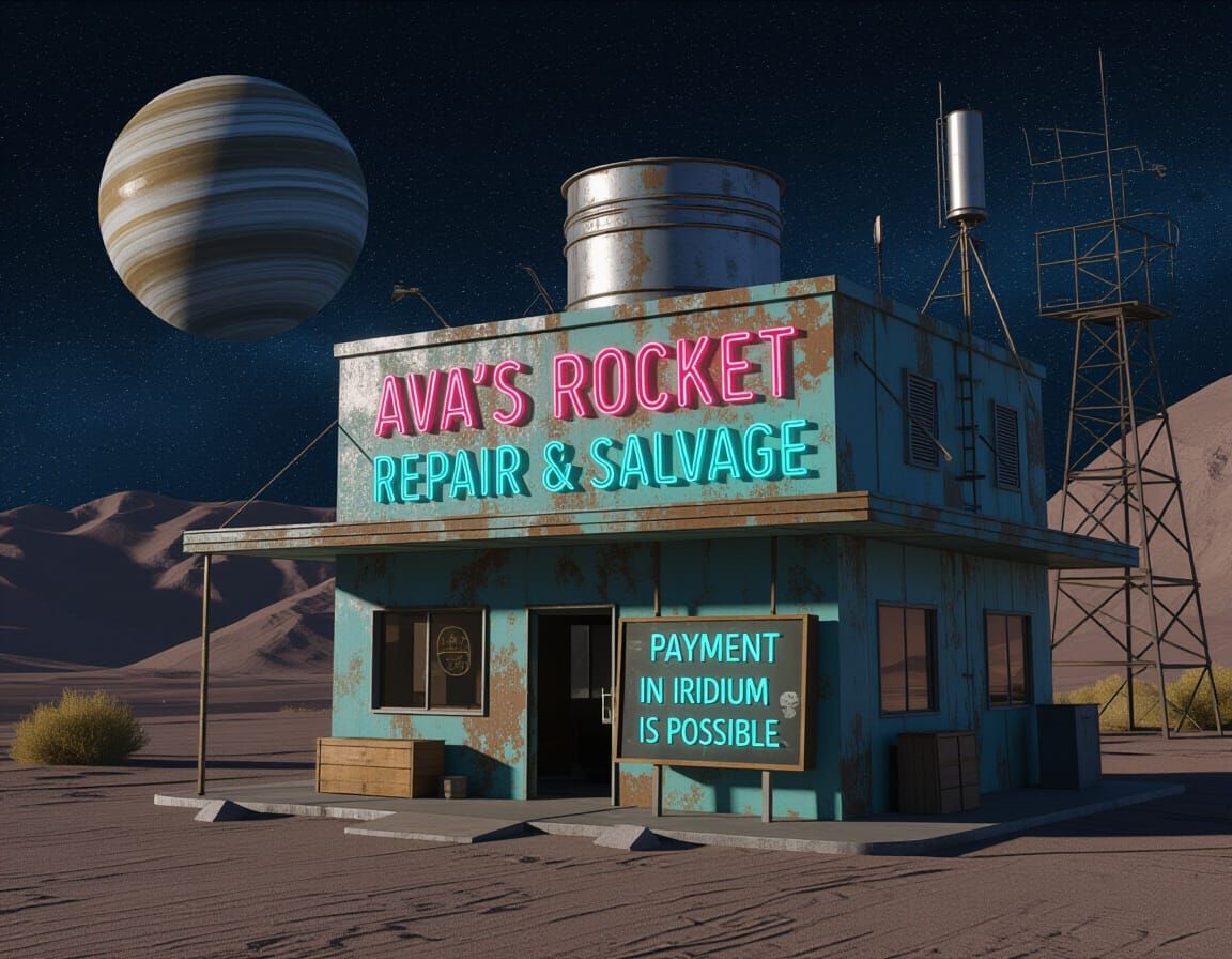 AVA's Rocket Repair & Salvage on Asteroid