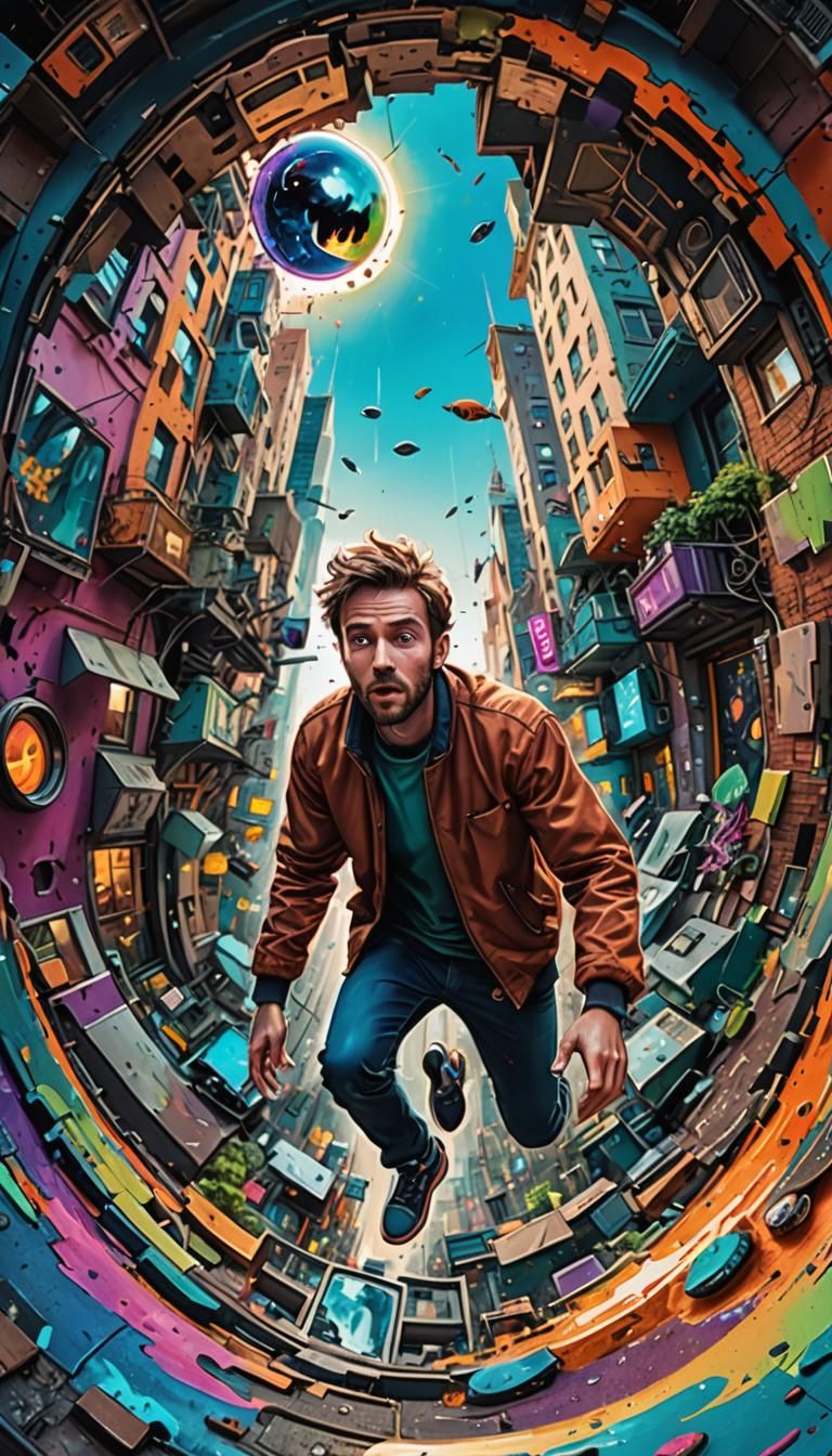 Psychedelic Portal to Alien Cityscape in Automatism Style