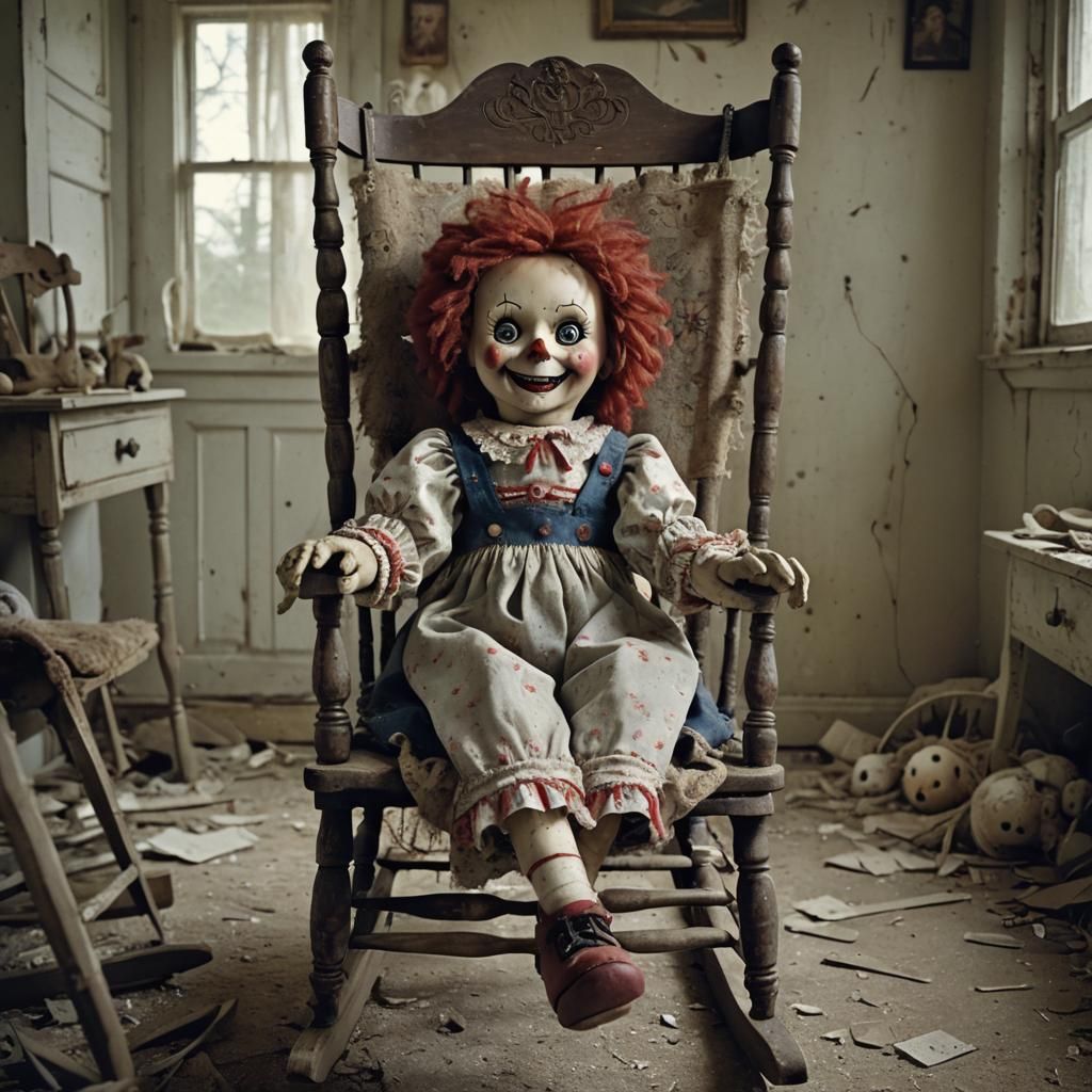 Eerie Raggedy Ann Doll in Abandoned Room