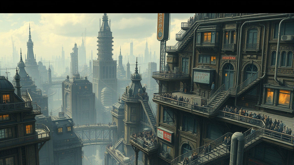 Detailed Sci-Fi Cityscape Inspired by Tsutomu Nihei