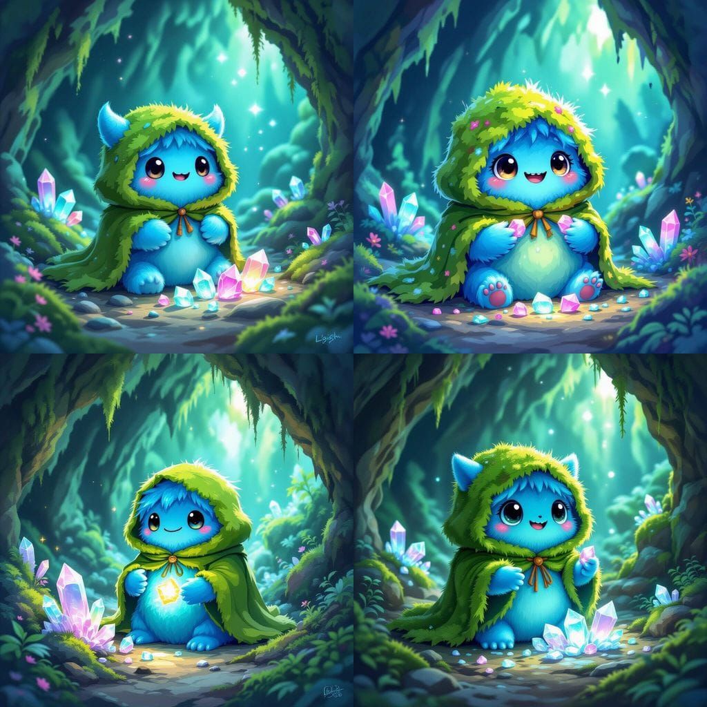 Blue Slime Monster in Mystical Cave