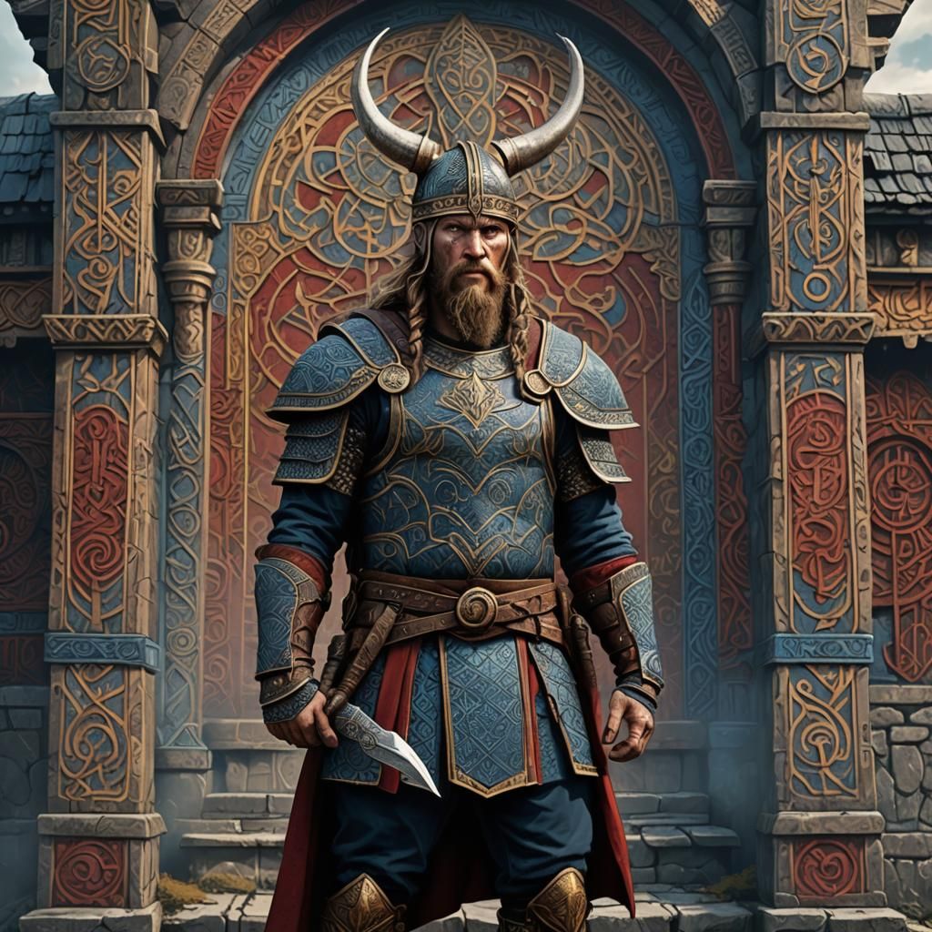 Viking Warrior Concept Art in Nordic Style