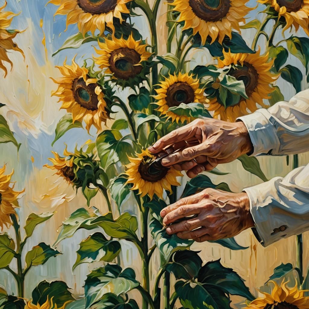 Melting Sunflowers: A Surrealist Oil Painting