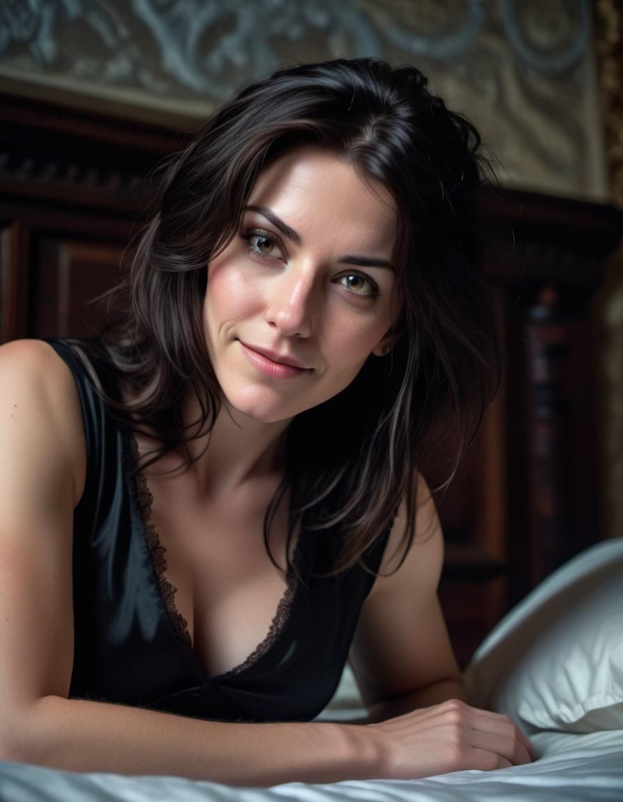 Renaissance-Style Portrait of a Woman in Black Dress