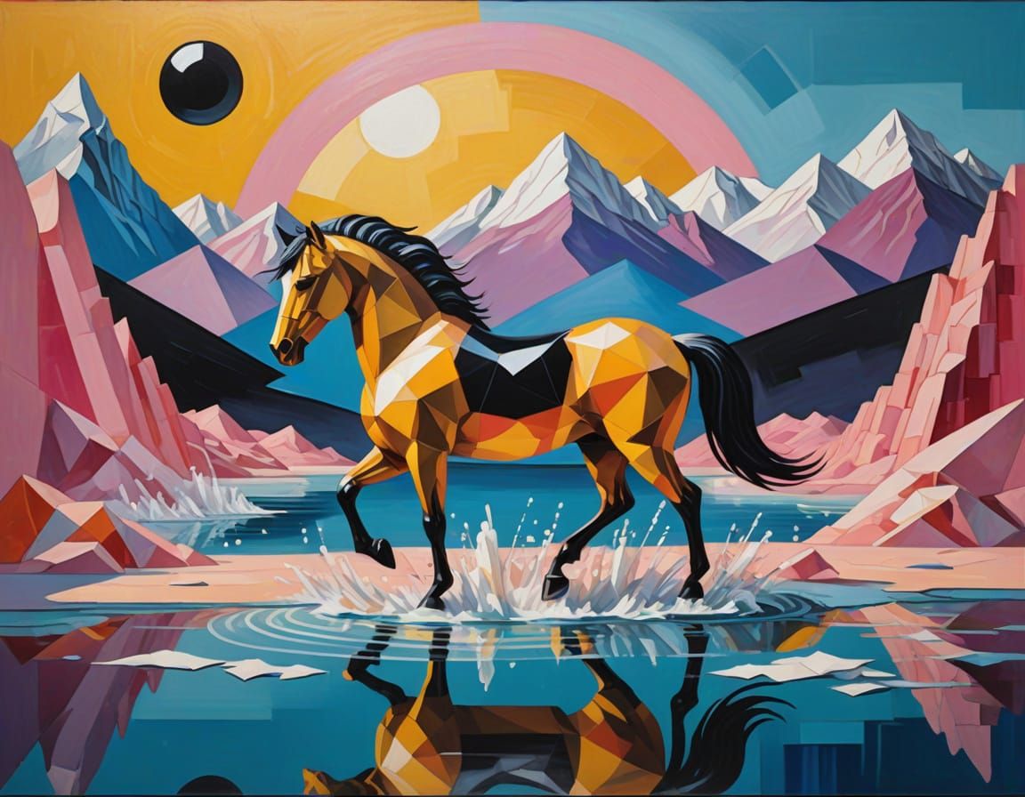 Surreal Cubist Masterpiece with Geometric Fauvism and Vibran...