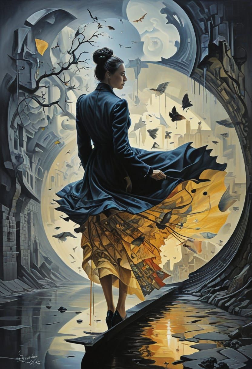 Baroque Abstract 3D Sculpture in Surrealist Style