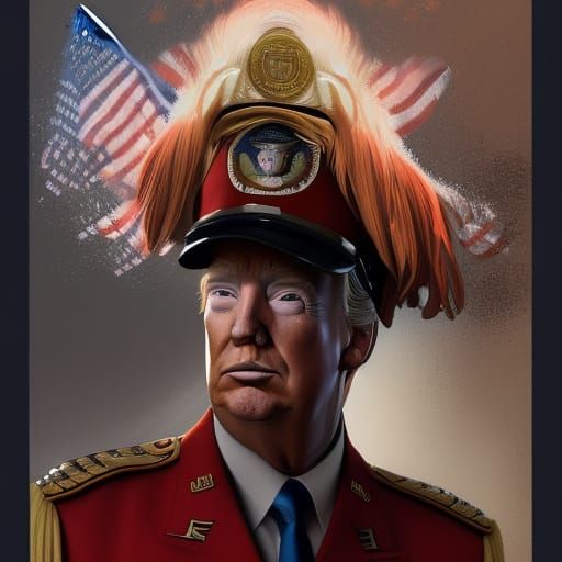 Donald Trump Portrait in Military Uniform